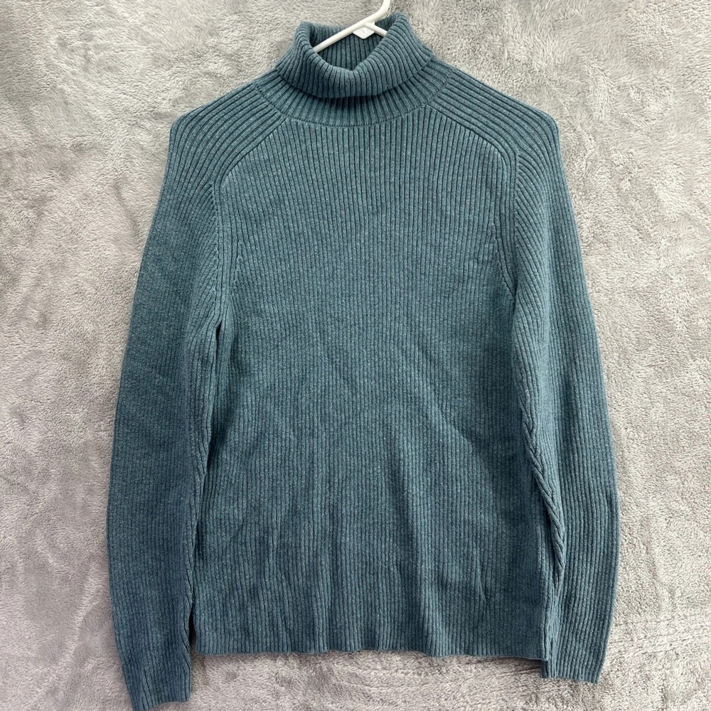 H&M Teal Blue Oversized Turtleneck Sweater Women's M Slouchy Knit
